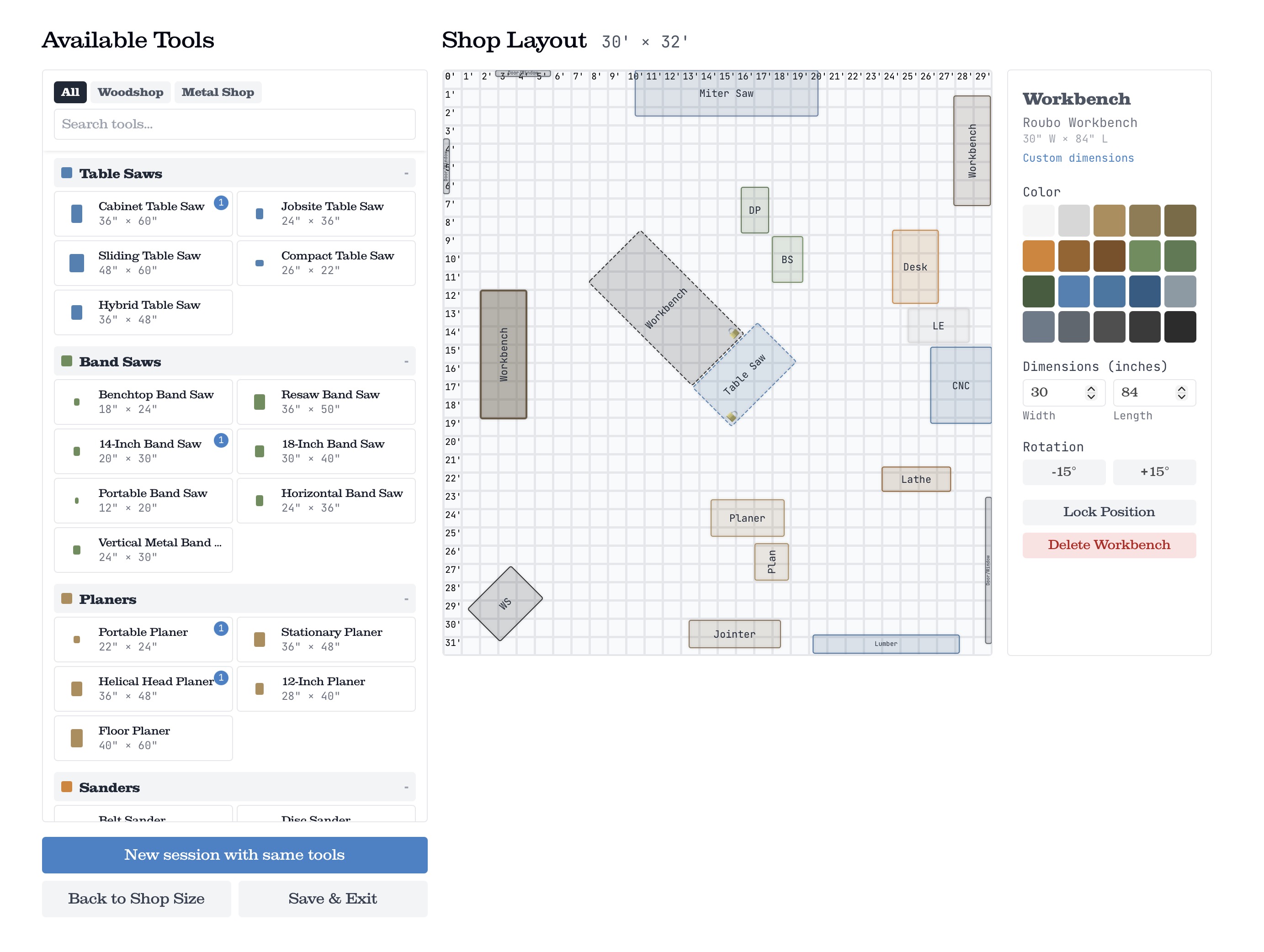 Shop Layout Planner